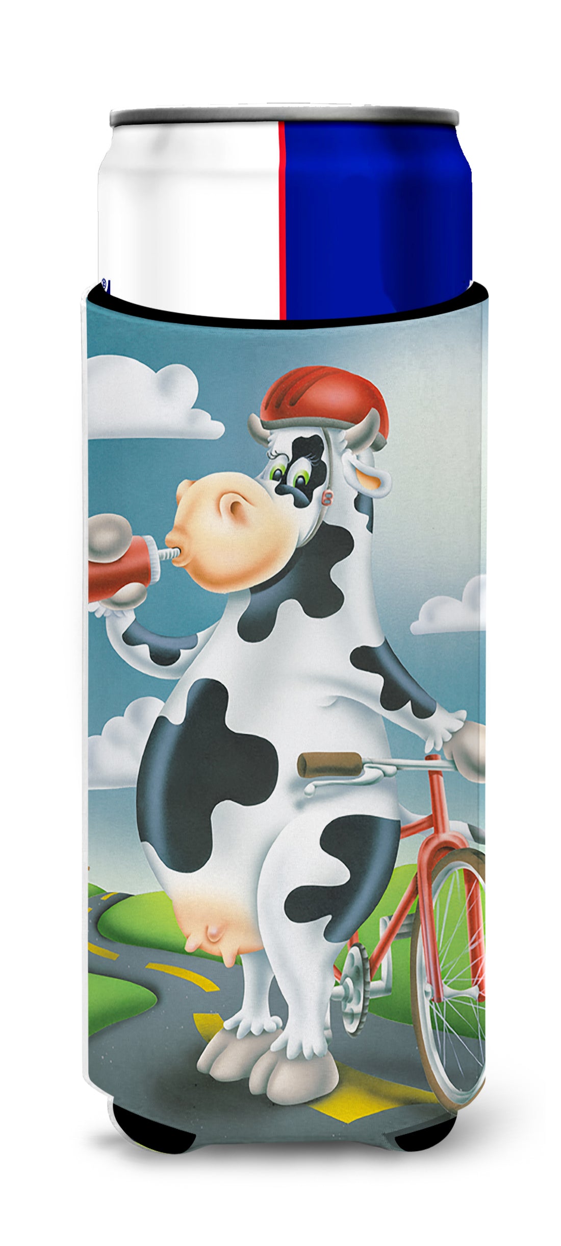 Cow on a Bike Ride  Ultra Beverage Insulators for slim cans APH0532MUK  the-store.com.