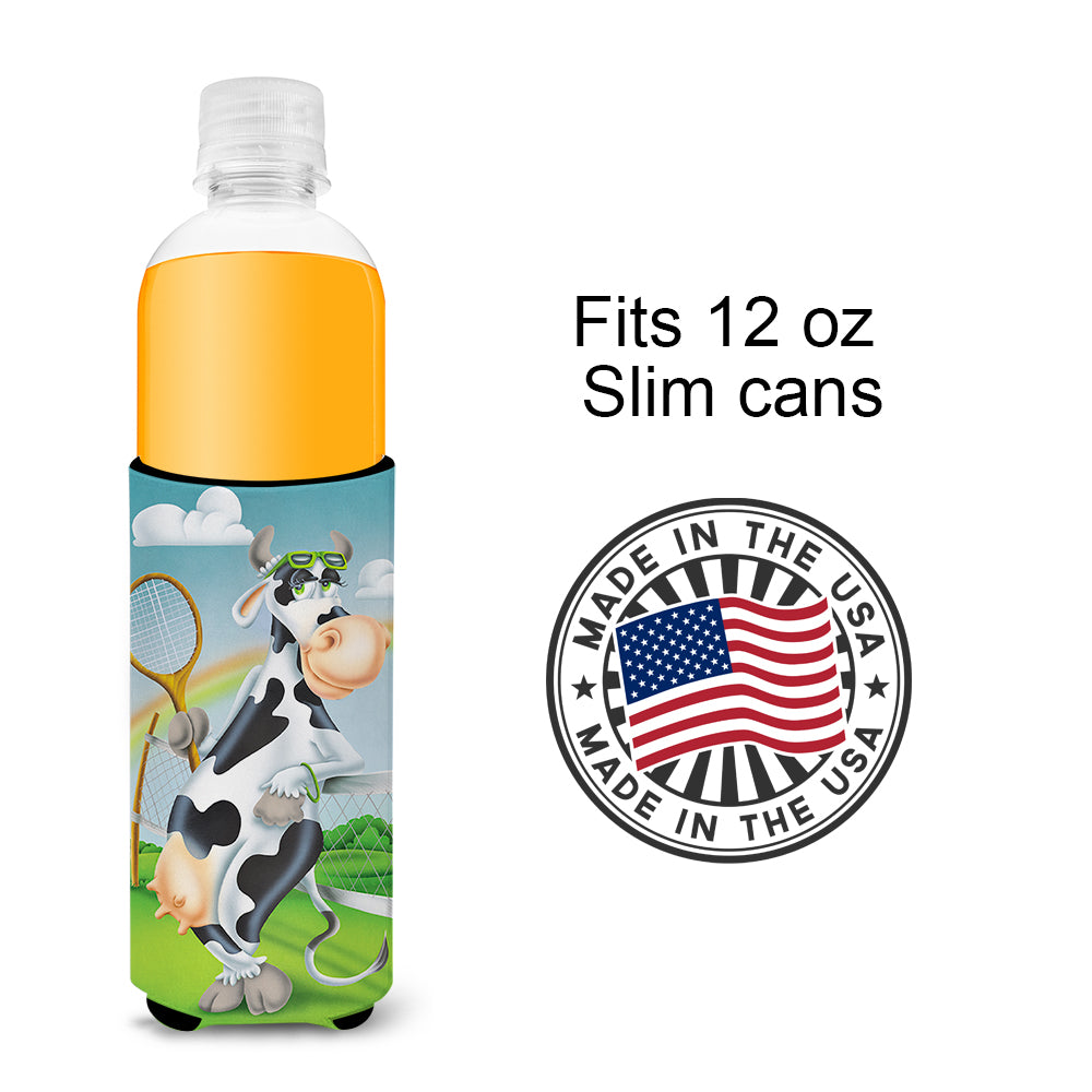 Cow playing Tennis  Ultra Beverage Insulators for slim cans APH0533MUK  the-store.com.