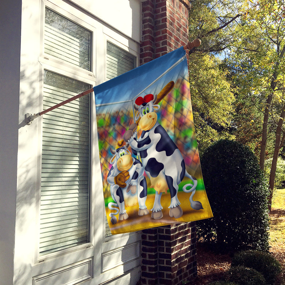 Cow playing Baseball Flag Canvas House Size APH0534CHF  the-store.com.