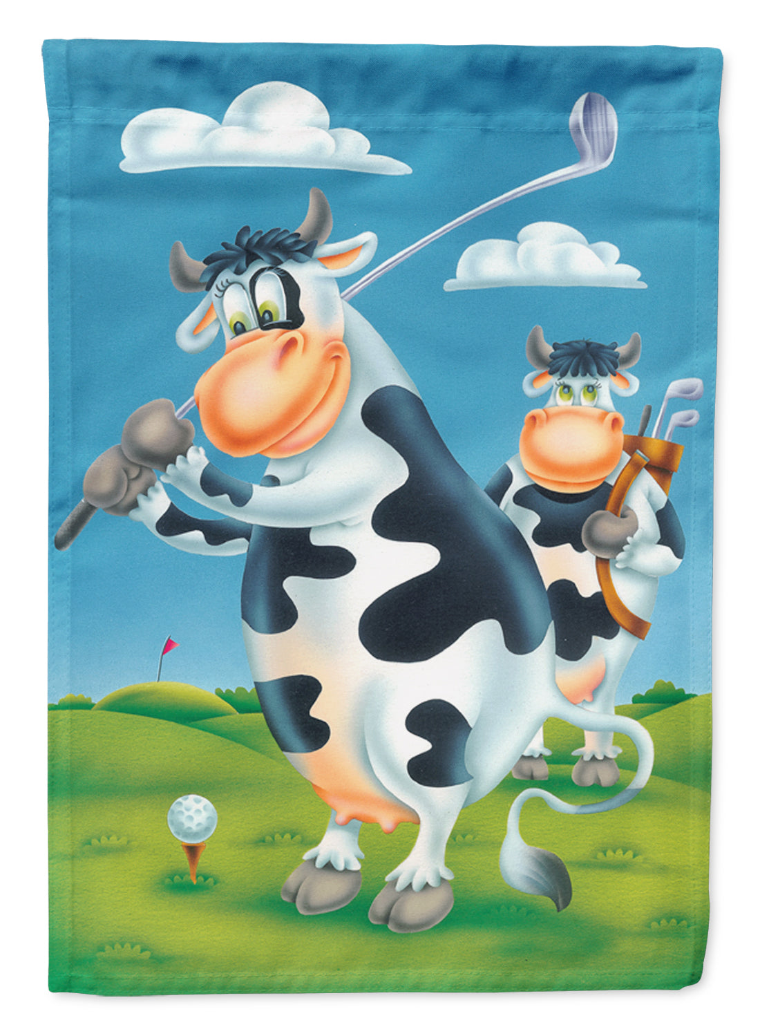 Cow playing Golf Flag Canvas House Size APH0535CHF  the-store.com.