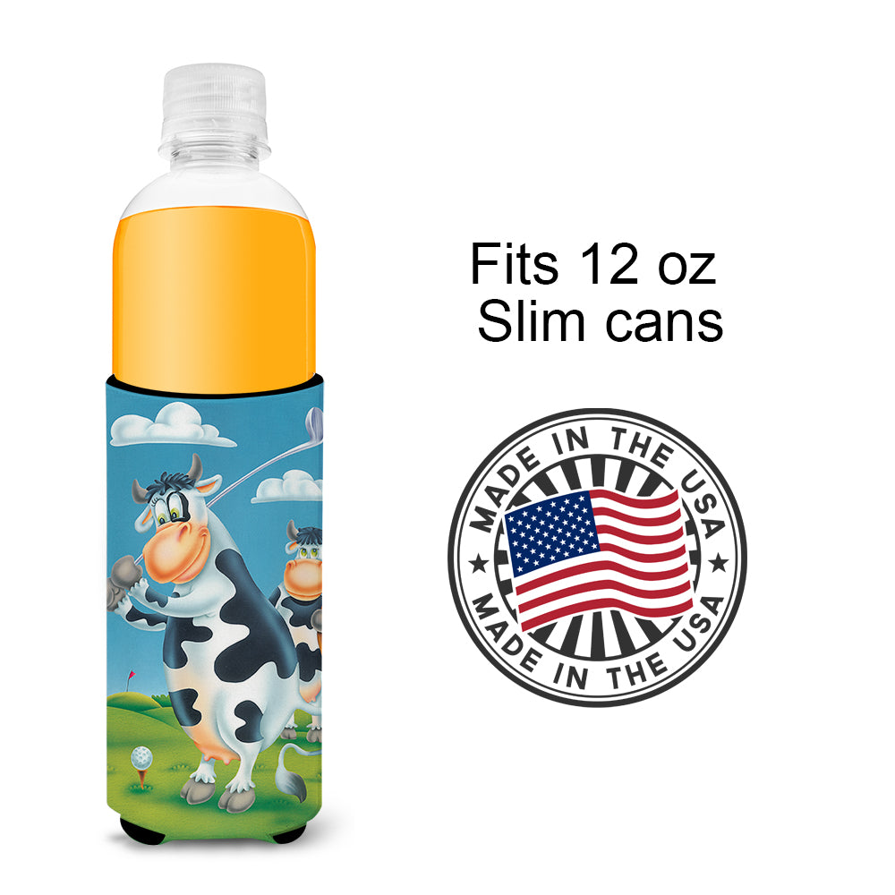 Cow playing Golf  Ultra Beverage Insulators for slim cans APH0535MUK  the-store.com.