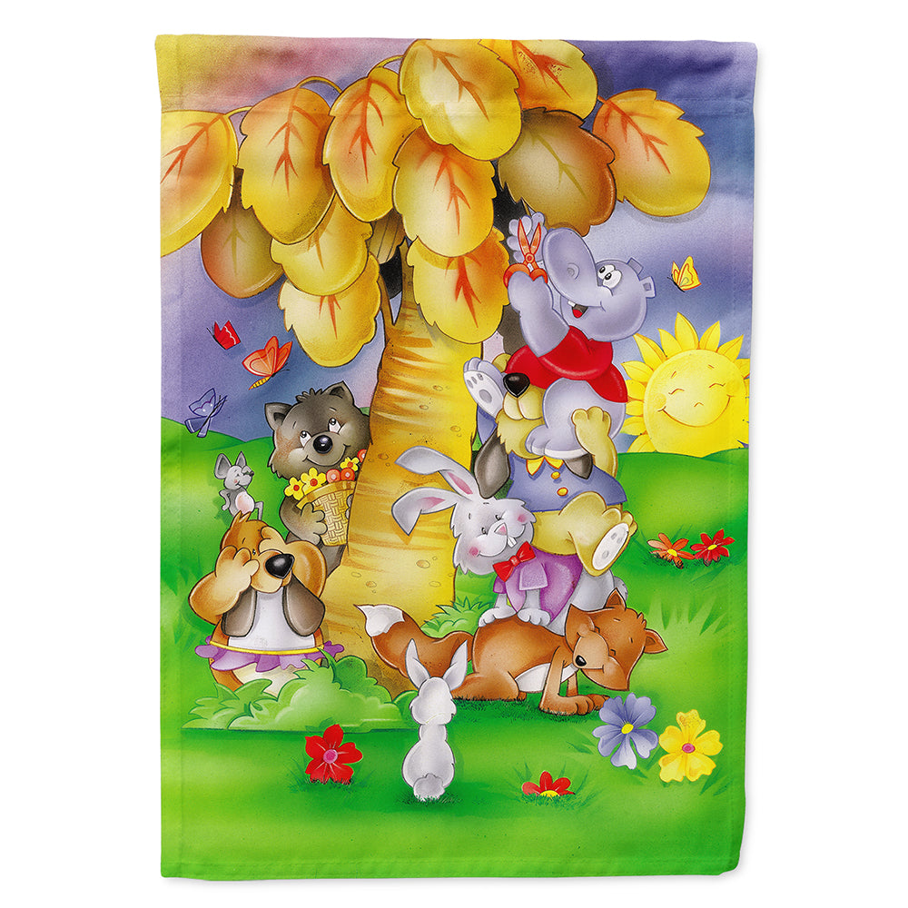 Animals under the coconut tree Flag Canvas House Size APH0977CHF  the-store.com.