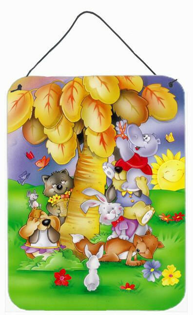 Animals under the coconut tree Wall or Door Hanging Prints APH0977DS1216 by Caroline's Treasures