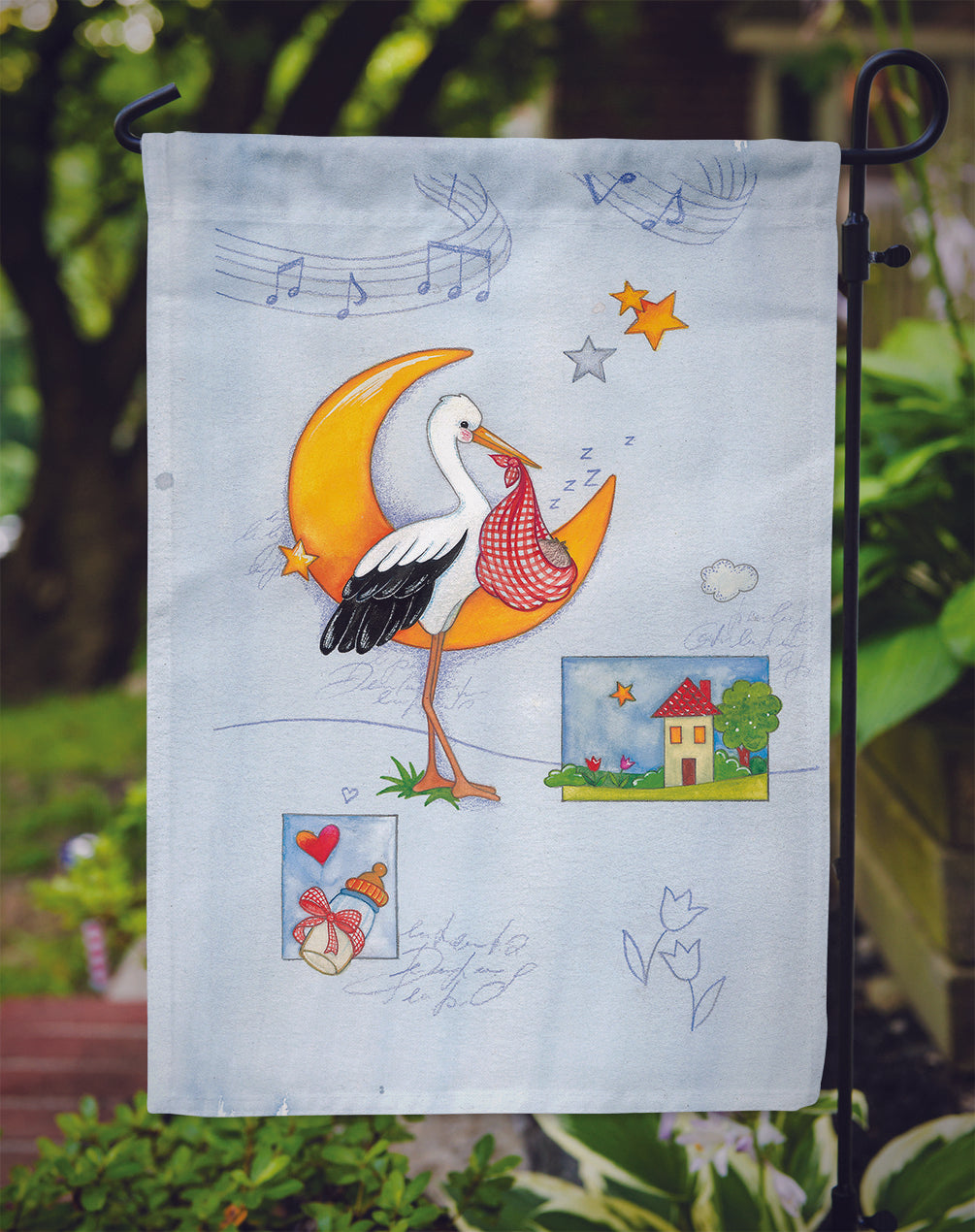 Expecting Stork bringing Baby Flag Garden Size APH1017GF  the-store.com.