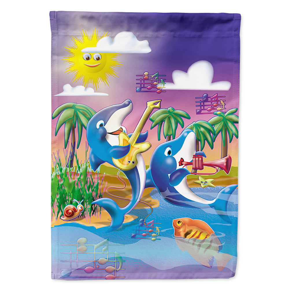 Dolphin's Playing Music Flag Canvas House Size APH2485CHF  the-store.com.