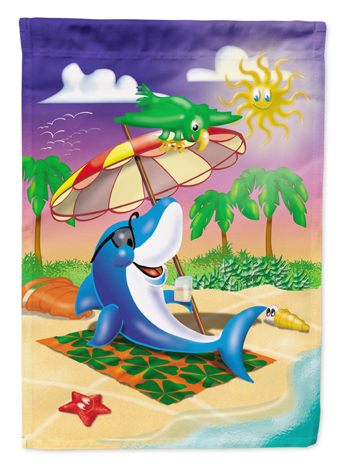 Dolphin Sunning on the Beach Flag Garden Size APH2488GF  the-store.com.