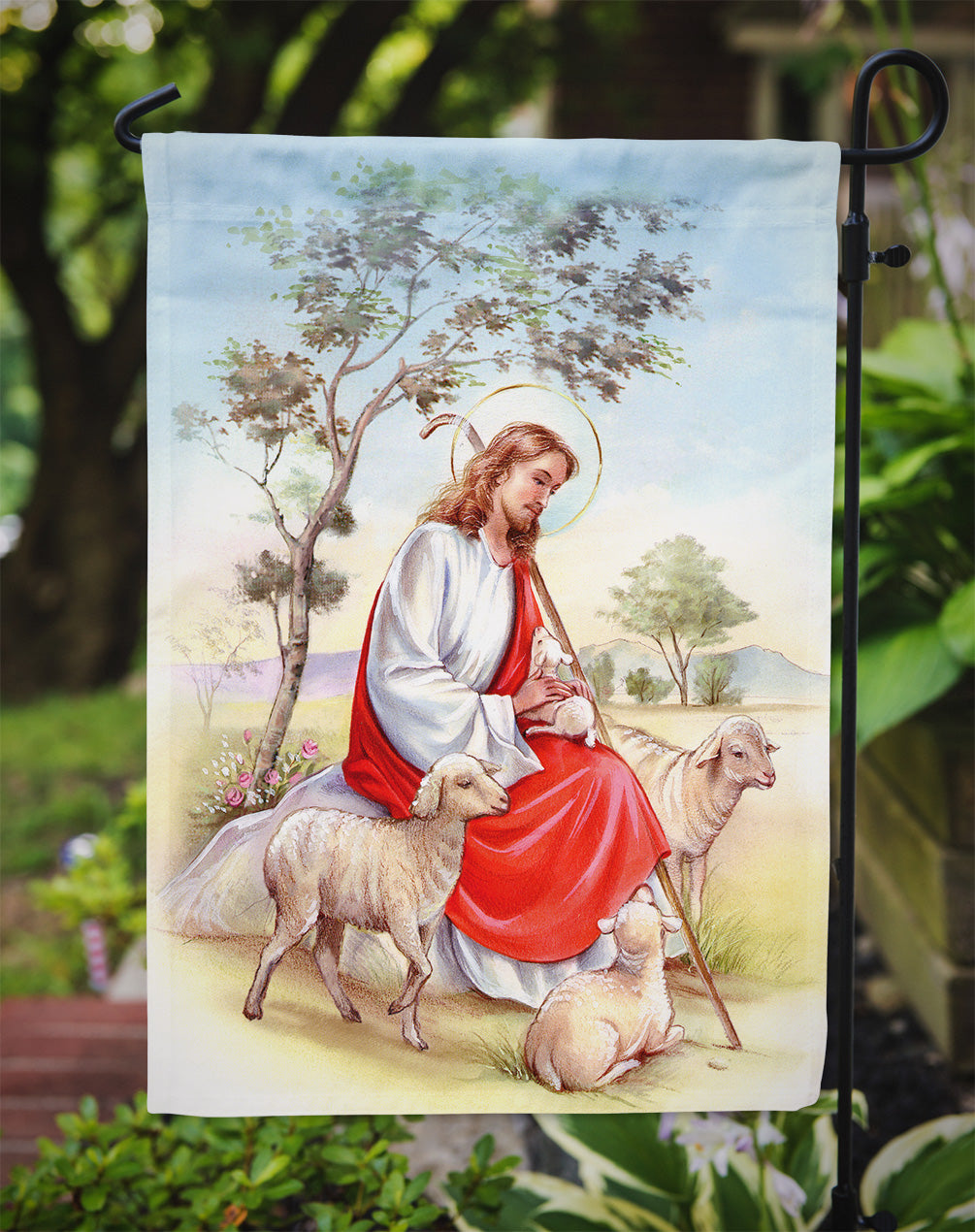 Jesus Holding Lamb Flag Garden Size APH3421GF  the-store.com.