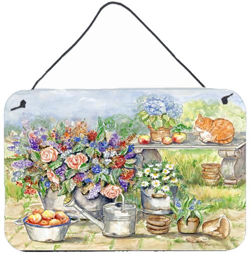 Patio Bouquet and Cat Wall or Door Hanging Prints by Caroline's Treasures