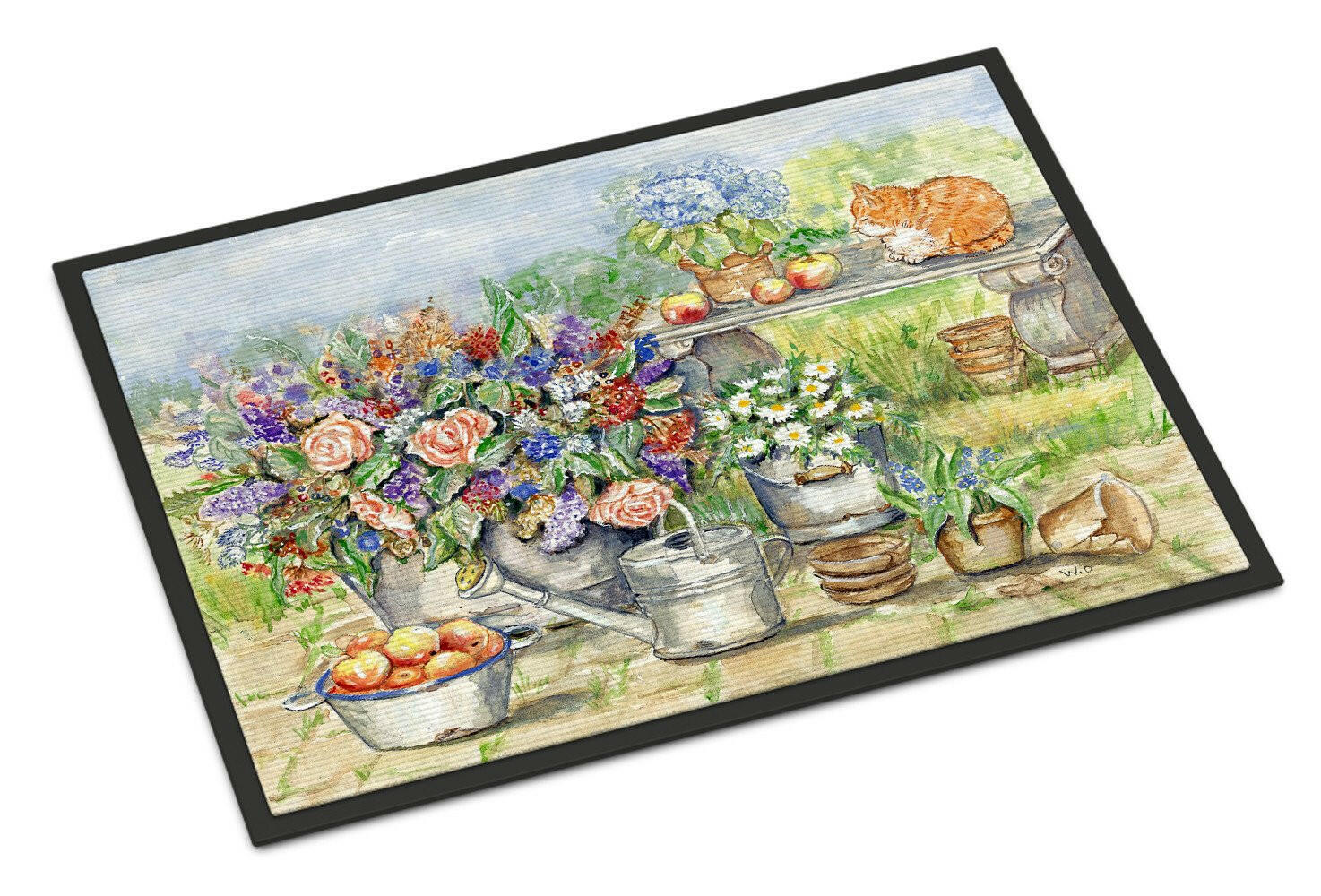 Patio Bouquet and Cat Indoor or Outdoor Mat 24x36 APH3567JMAT - the-store.com