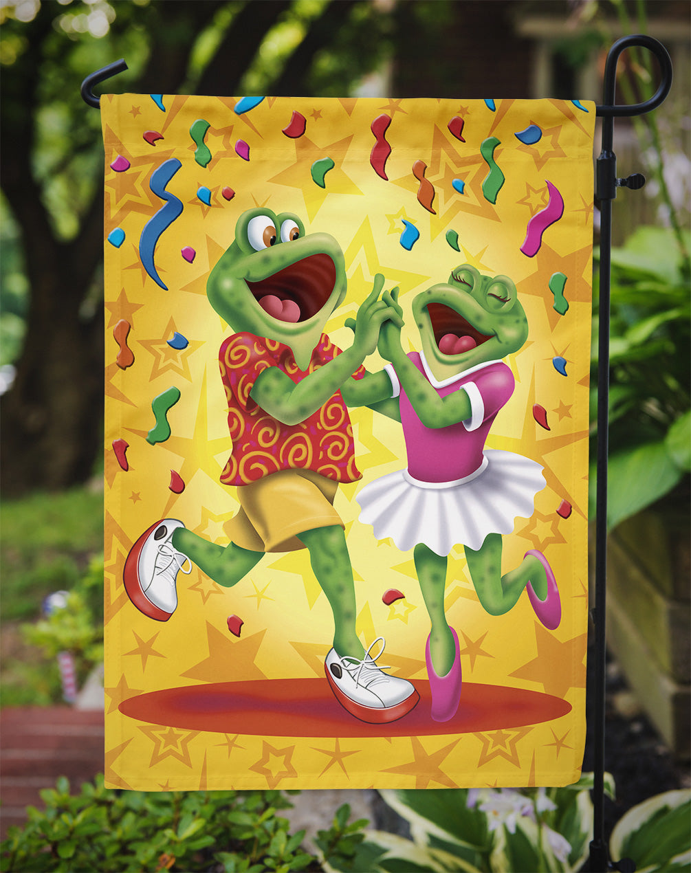 Frog Swing Dancing Flag Garden Size APH3874GF  the-store.com.