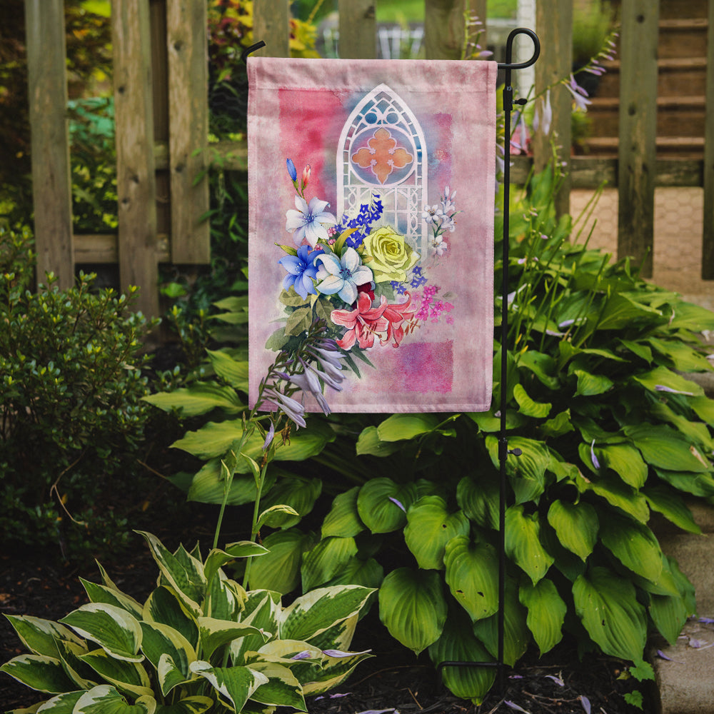 Church Window and Flowers Flag Garden Size APH3934GF  the-store.com.