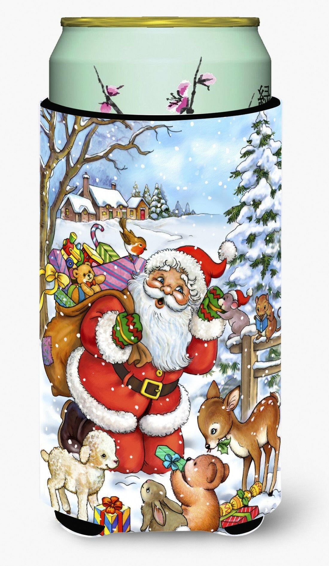 Christmas Santa Forrest Friends Tall Boy Beverage Insulator Hugger APH4571TBC by Caroline&#39;s Treasures