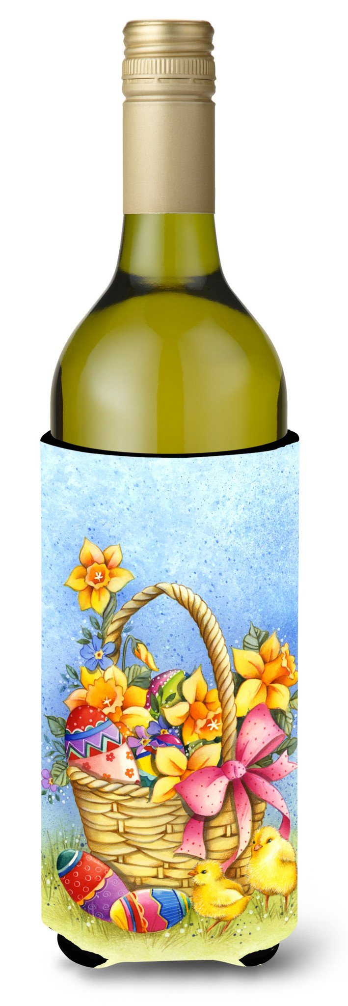 Easter Basket with Flowers Wine Bottle Beverge Insulator Hugger APH4709LITERK by Caroline's Treasures