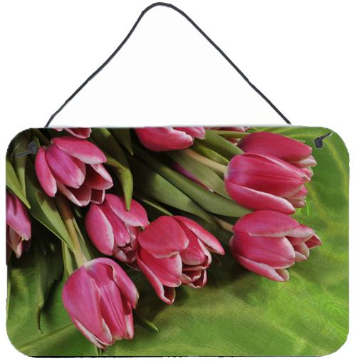 Pink Tulips Wall or Door Hanging Prints APH5048DS812 by Caroline&#39;s Treasures