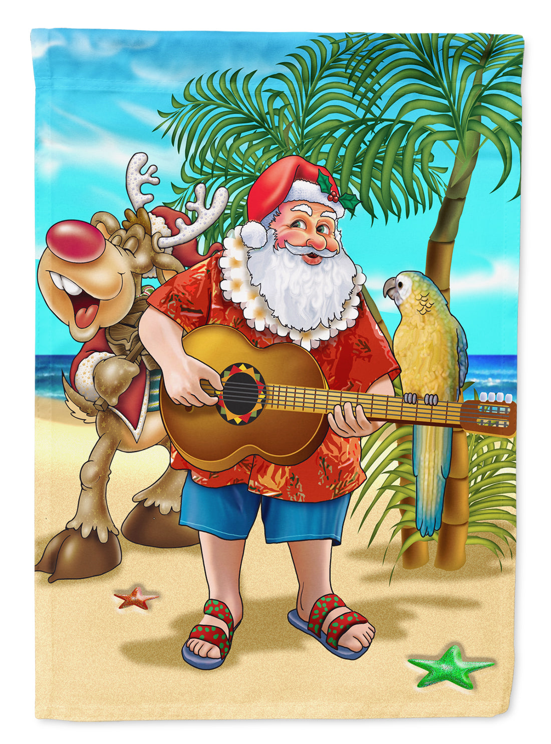 Beach Christmas Santa Claus Island Time Flag Canvas House Size APH5151CHF  the-store.com.