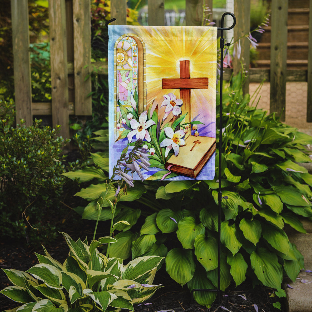 Easter Cross and Bible in Stain Glass Window Flag Garden Size APH5433GF  the-store.com.