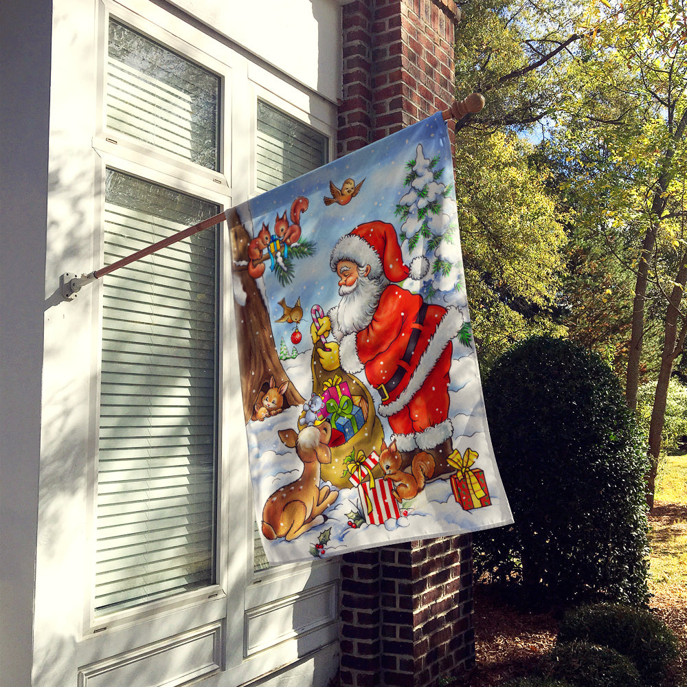 Christmas Santa Claus handing out presents Flag Canvas House Size APH5444CHF  the-store.com.