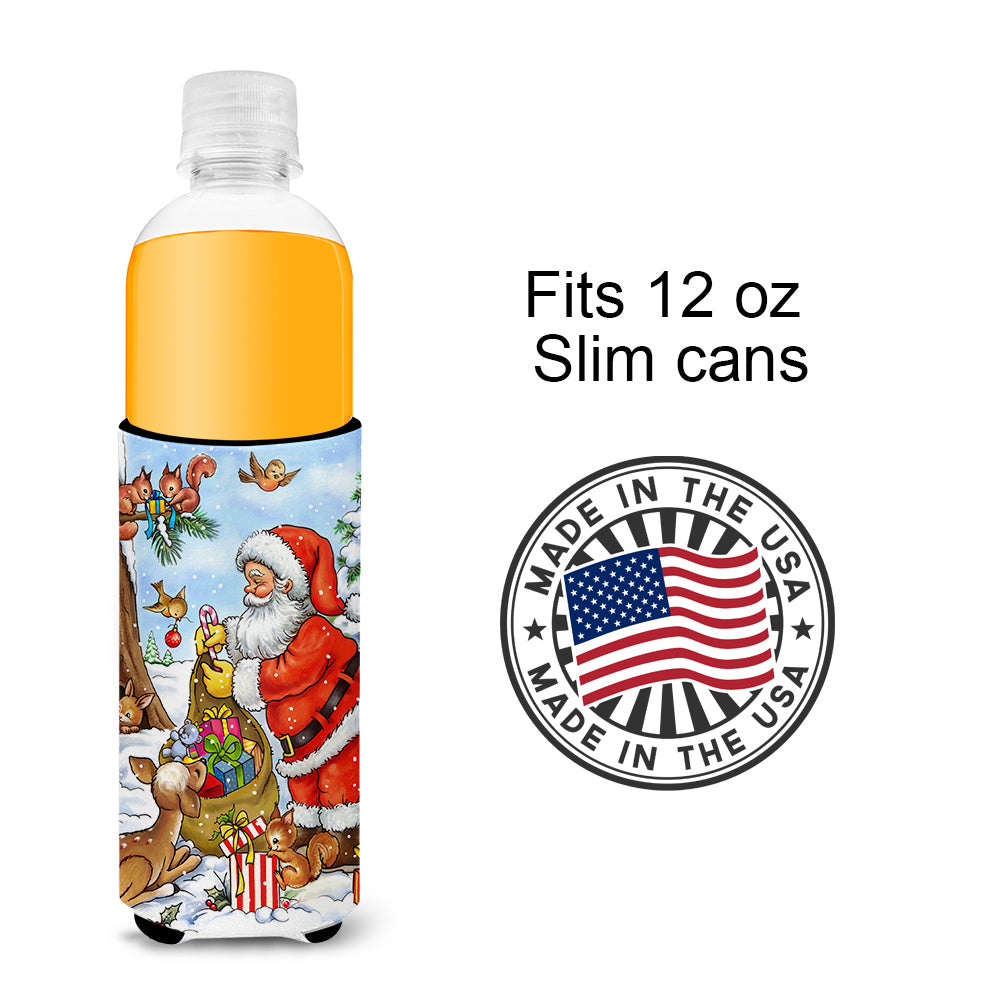 Christmas Santa Claus handing out presents Ultra Beverage Insulators for slim cans APH5444MUK  the-store.com.