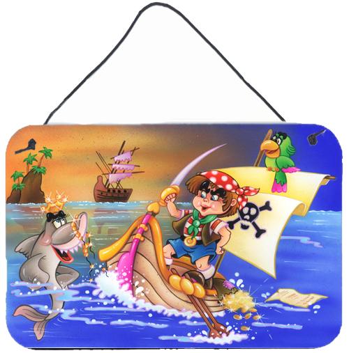 Boy Playing Piriate with Dolphin Wall or Door Hanging Prints by Caroline's Treasures