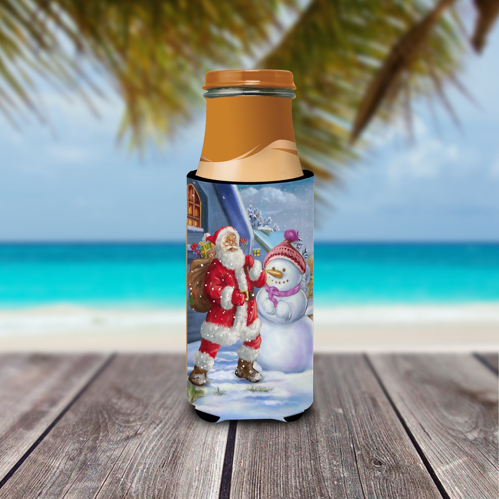 Christmas Santa Claus and Snowman Ultra Beverage Insulators for slim cans APH6200MUK  the-store.com.