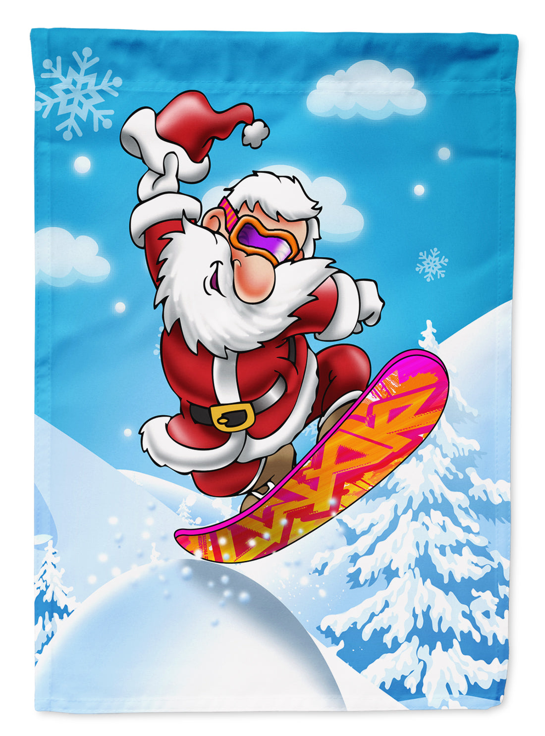 Christmas Santa Claus Snowboarding Flag Canvas House Size APH6388CHF  the-store.com.