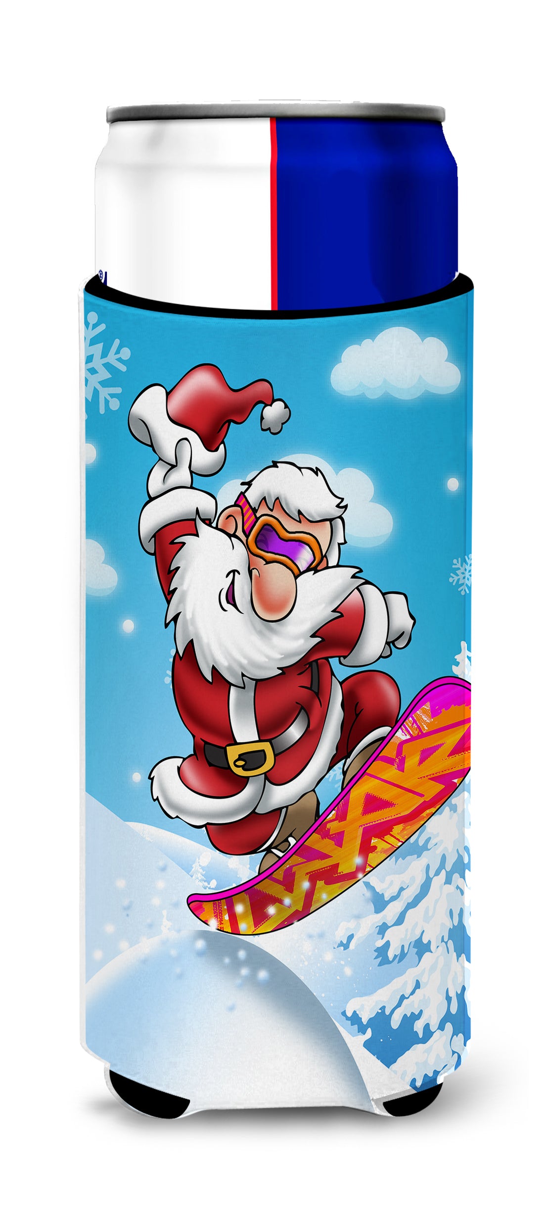 Christmas Santa Claus Snowboarding Ultra Beverage Insulators for slim cans APH6388MUK  the-store.com.