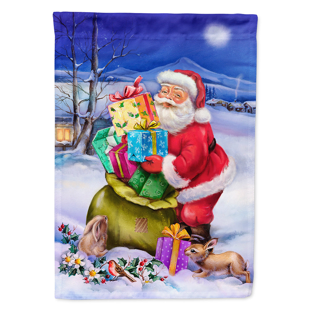 Christmas Santa Claus with Rabbits Flag Canvas House Size APH6556CHF  the-store.com.