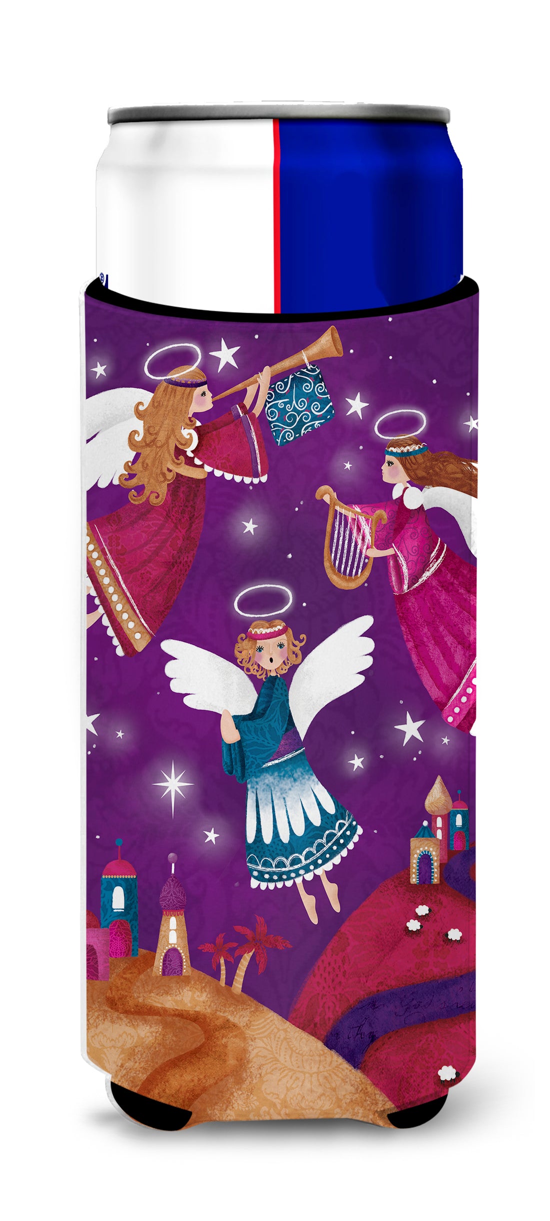 Christmas Angels in Purple Ultra Beverage Insulators for slim cans APH7082MUK  the-store.com.