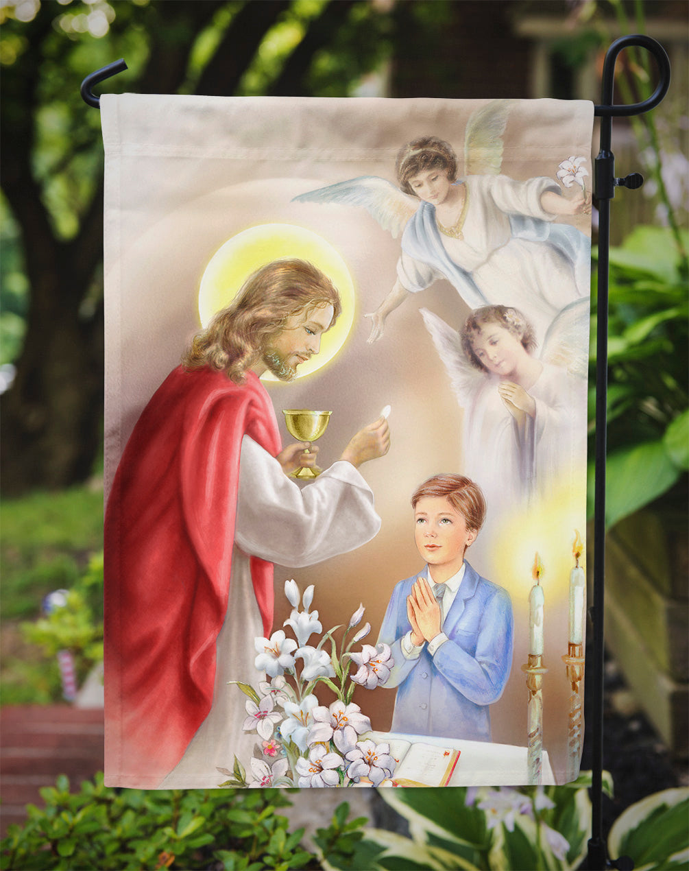 First Communion Boy Flag Garden Size APH7584GF  the-store.com.