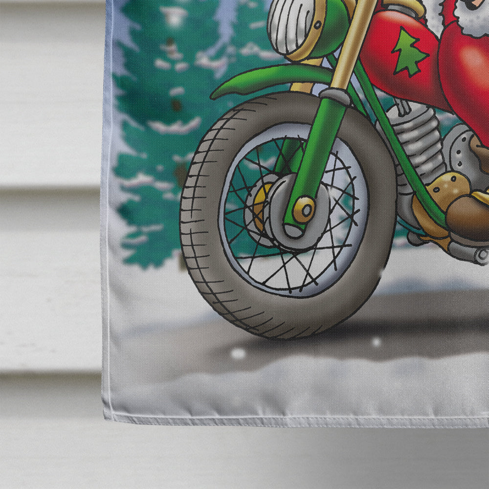 Christmas Santa Claus on a Motorcycle Flag Canvas House Size APH8996CHF  the-store.com.