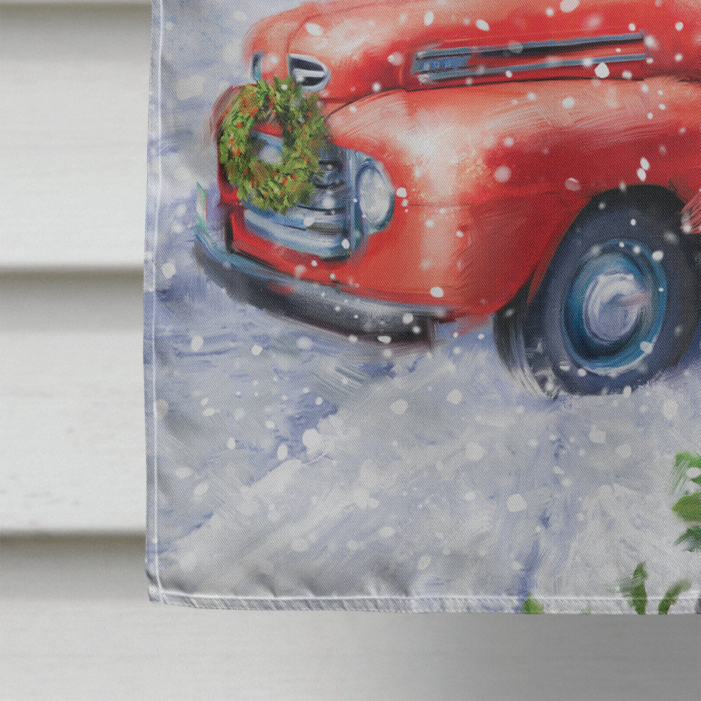 Vintage Farm Truck and Christmas Tree Flag Canvas House Size APH9639CHF  the-store.com.