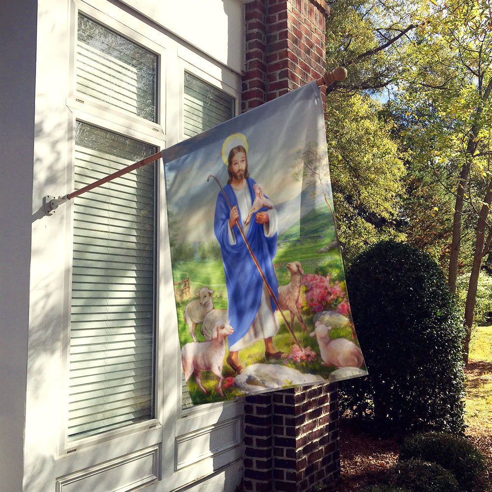 Jesus the Shepherd and his flock of sheep Flag Canvas House Size APH9640CHF  the-store.com.