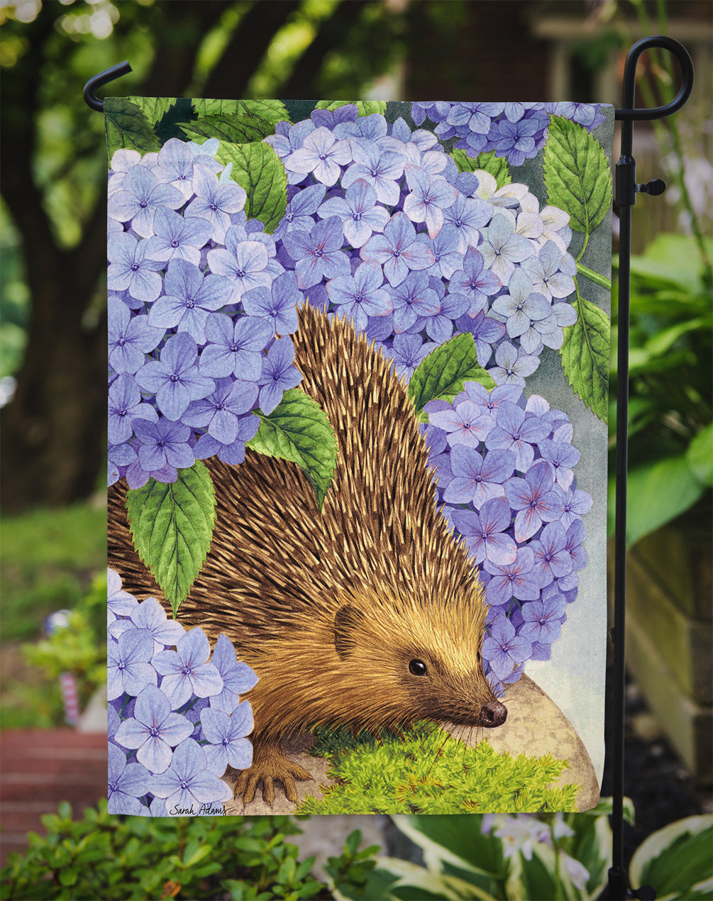 Hedgehog & Hydrangea Flag Garden Size ASA2001GF.