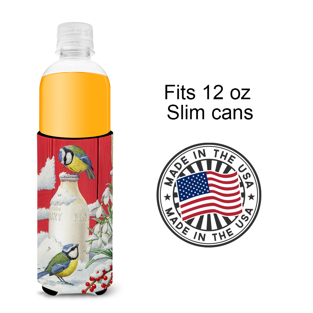 Eurasian Blue Tits Birds & Milk Bottles Ultra Beverage Insulators for slim cans ASA2003MUK  the-store.com.