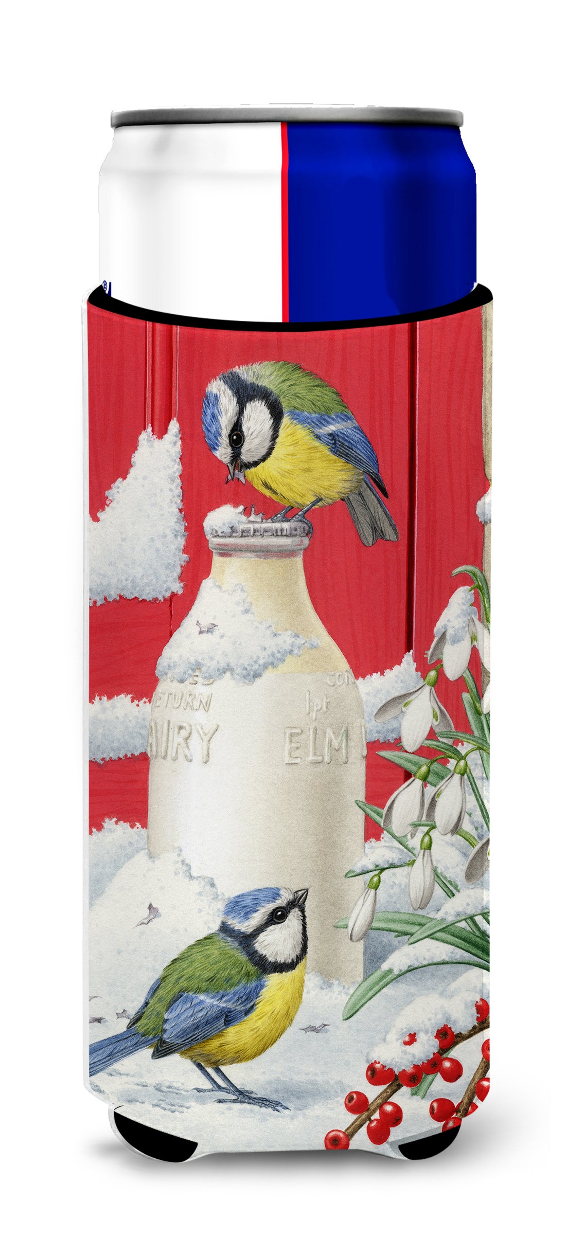 Eurasian Blue Tits Birds & Milk Bottles Ultra Beverage Insulators for slim cans ASA2003MUK  the-store.com.