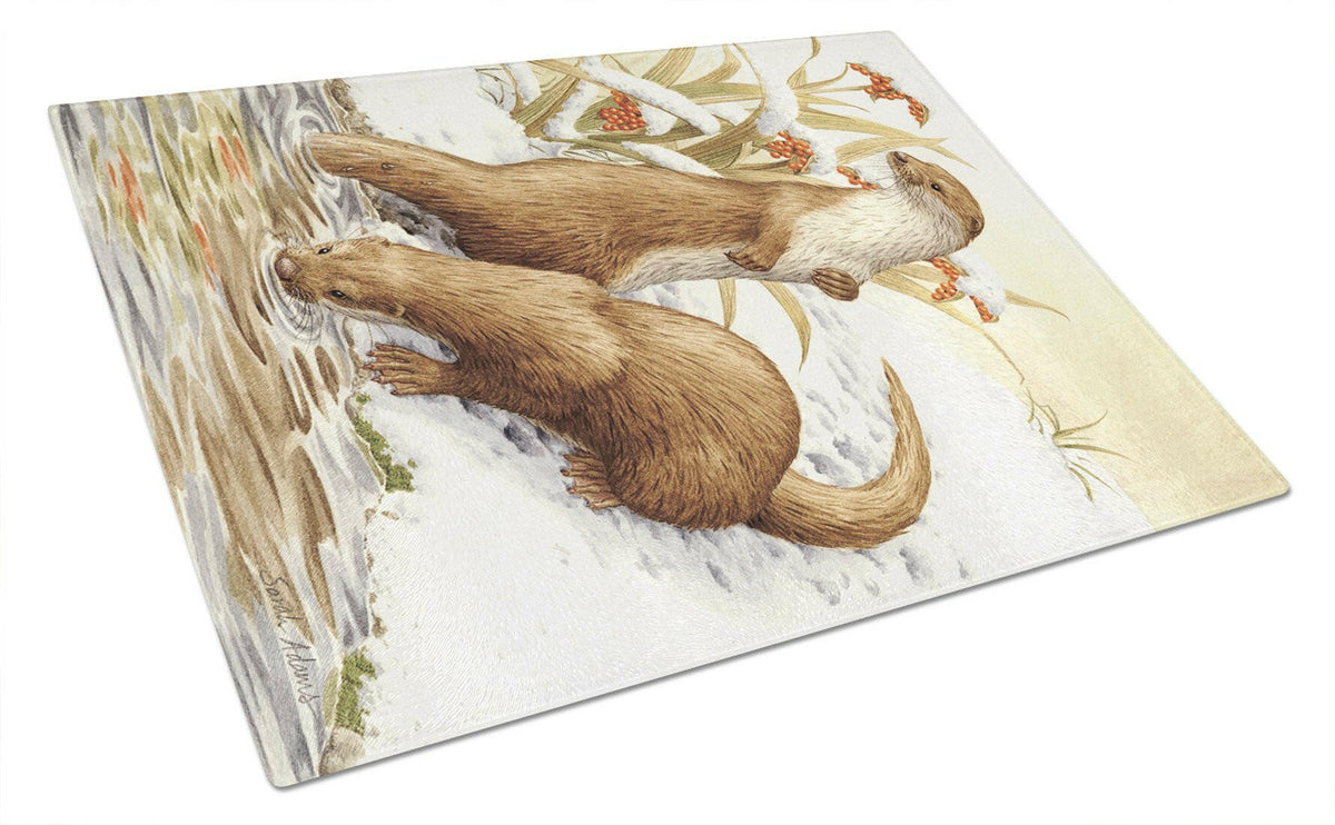 Otters &amp; Gladon Irises Glass Cutting Board Large ASA2005LCB by Caroline&#39;s Treasures