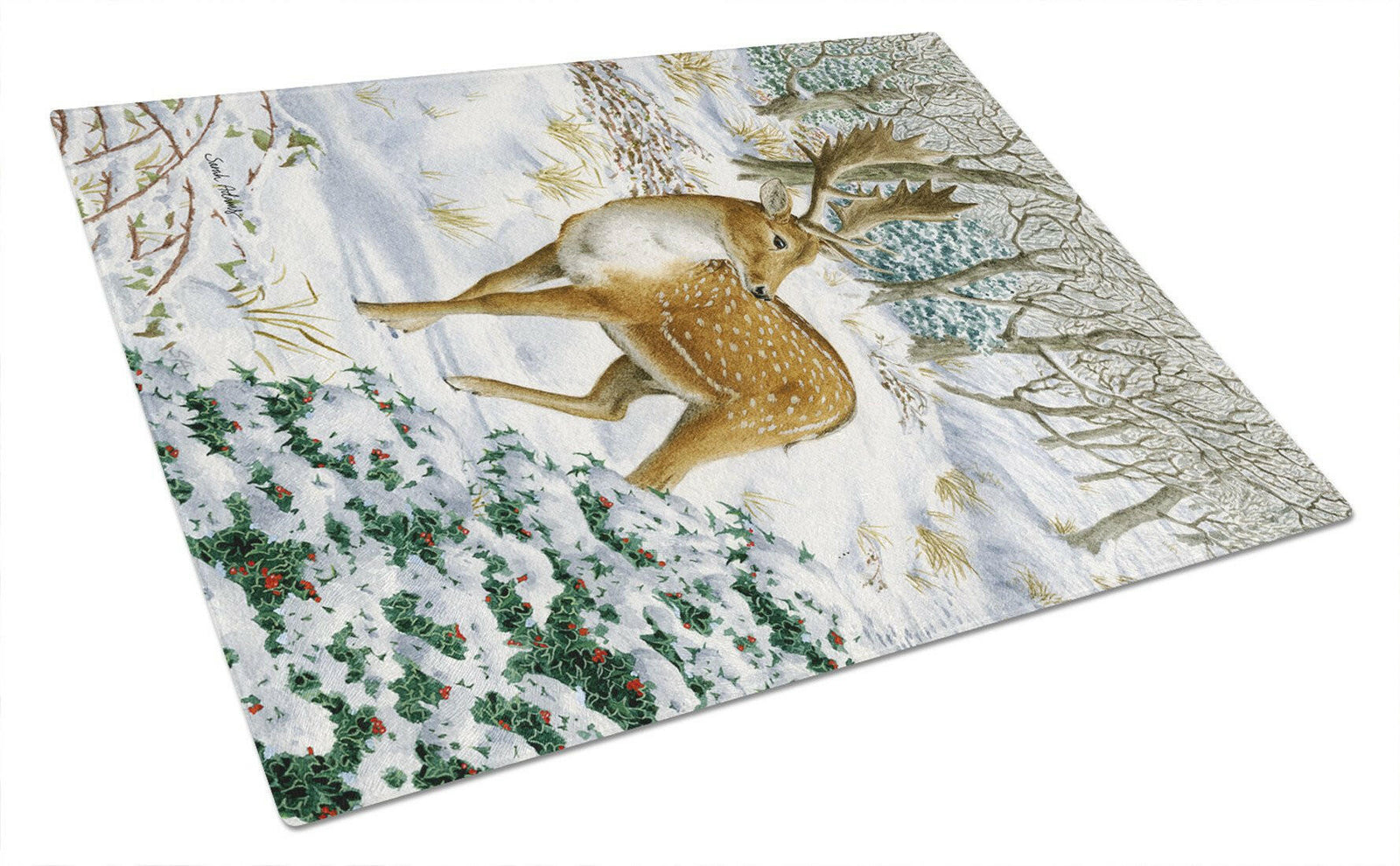 Fallow Buck Deer Glass Cutting Board Large ASA2006LCB by Caroline's Treasures