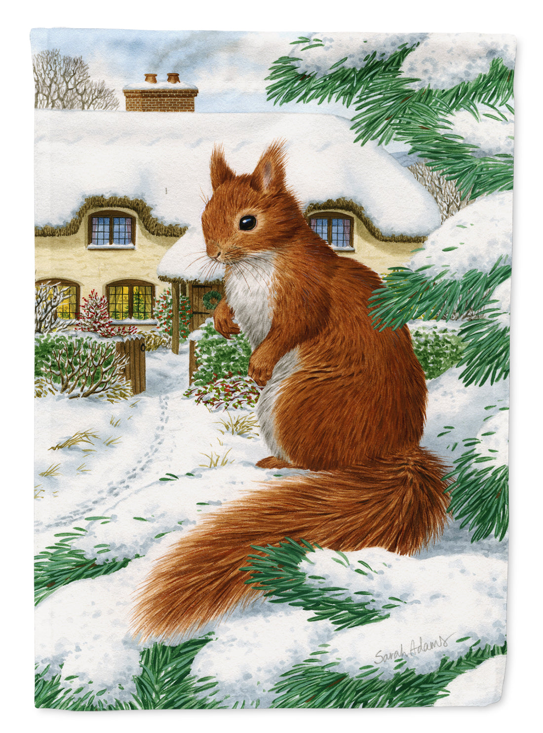 Red Squirrel & Cottage Flag Canvas House Size ASA2014CHF  the-store.com.