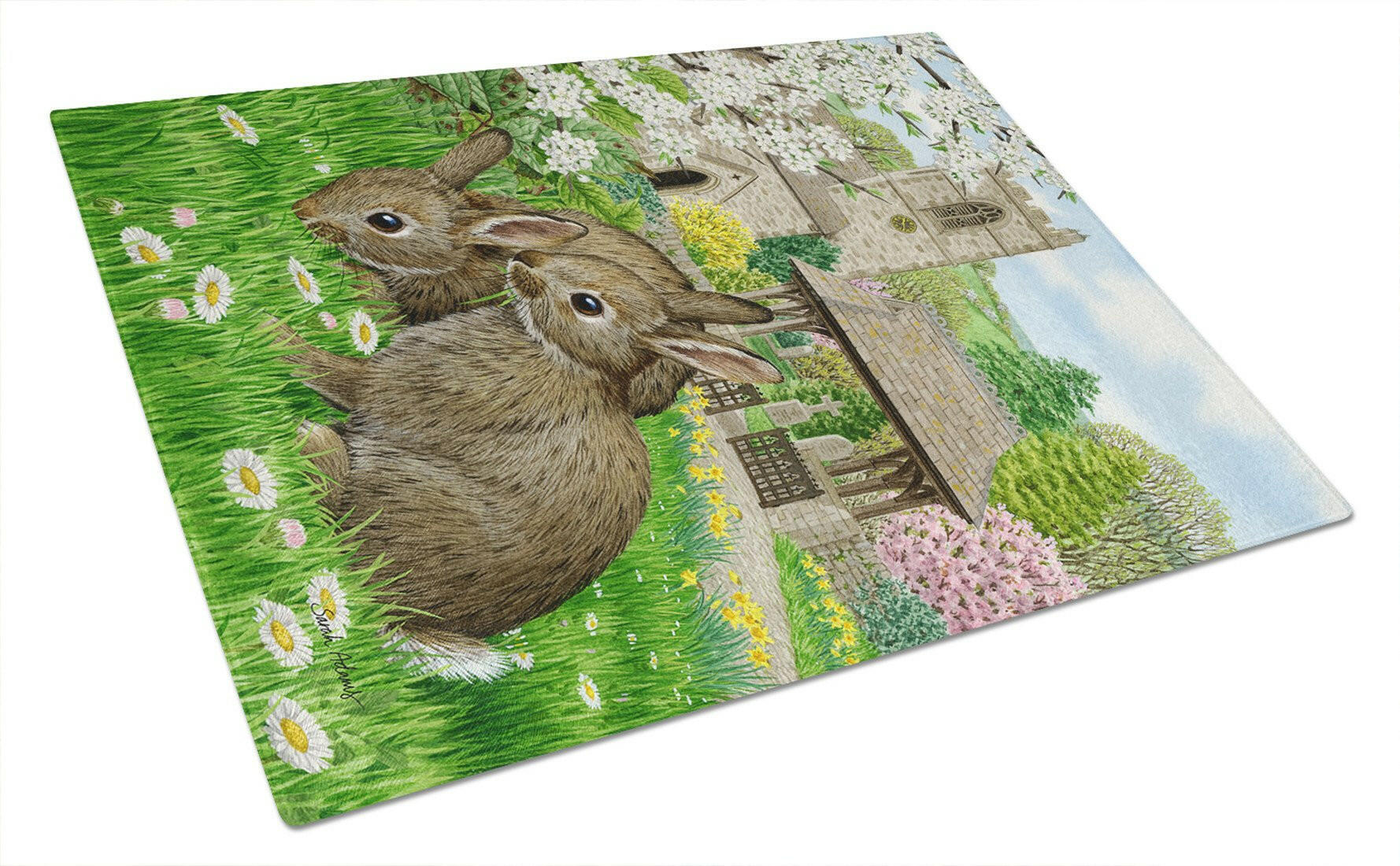 Leveret Bunny Rabbit Glass Cutting Board Large ASA2023LCB by Caroline's Treasures