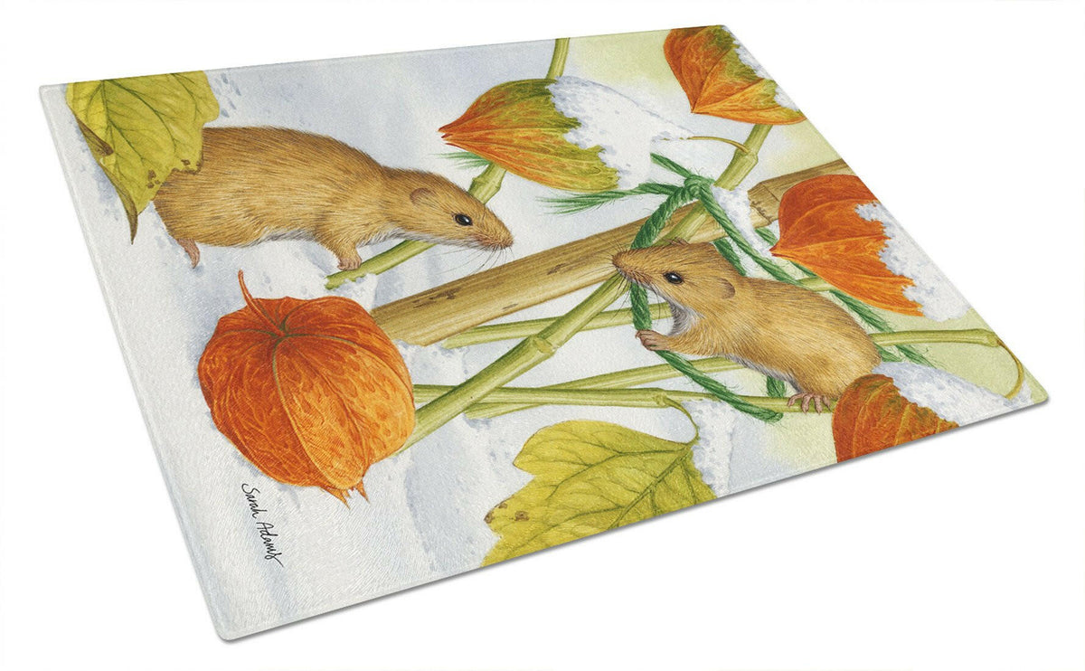 Harvest Mice Glass Cutting Board Large ASA2029LCB by Caroline&#39;s Treasures