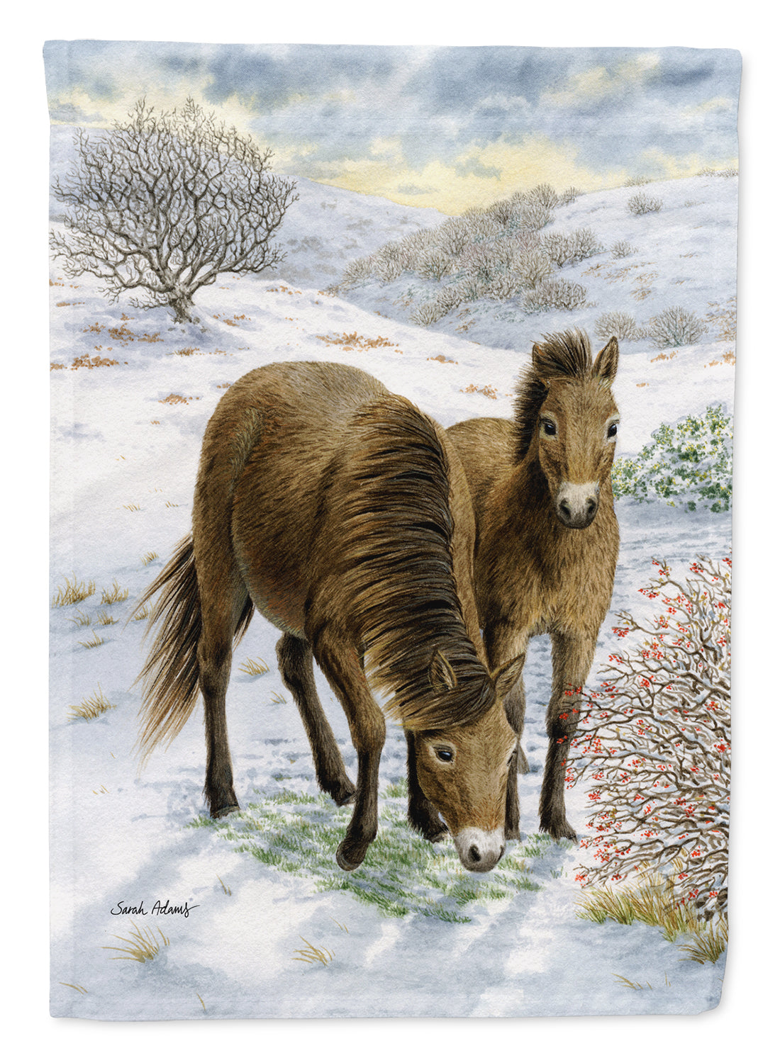 Exmoor Ponies Horse Flag Garden Size ASA2032GF.