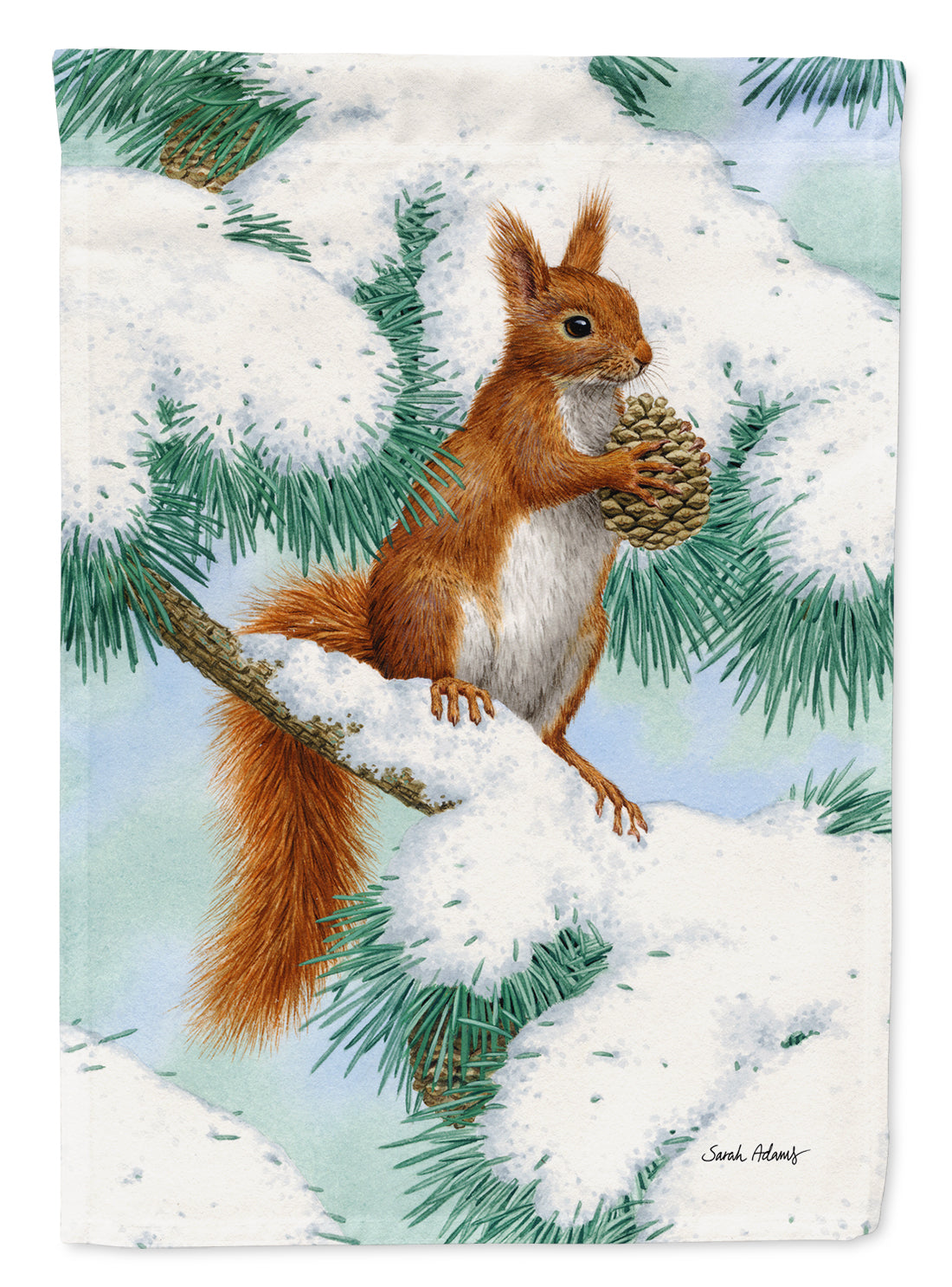 Red Squirrel with Pine Cone Flag Canvas House Size ASA2033CHF  the-store.com.