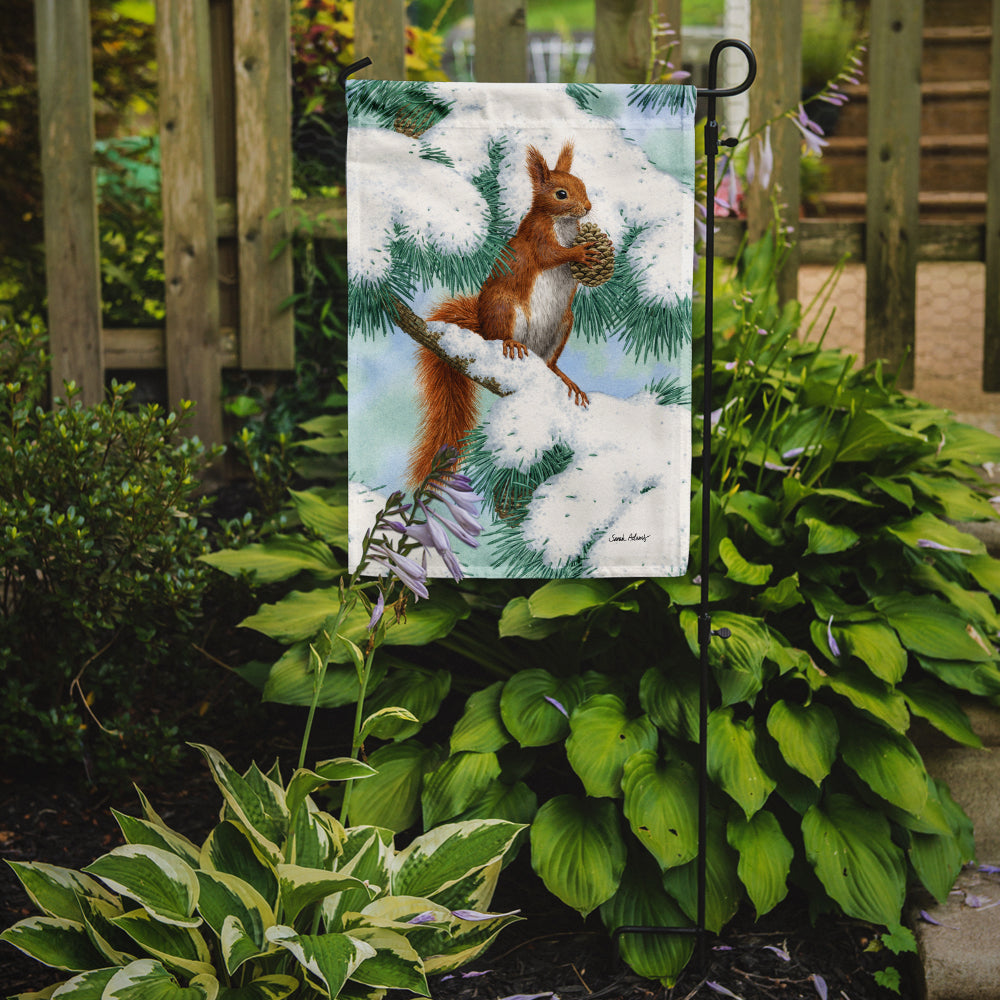 Red Squirrel with Pine Cone Flag Garden Size ASA2033GF.