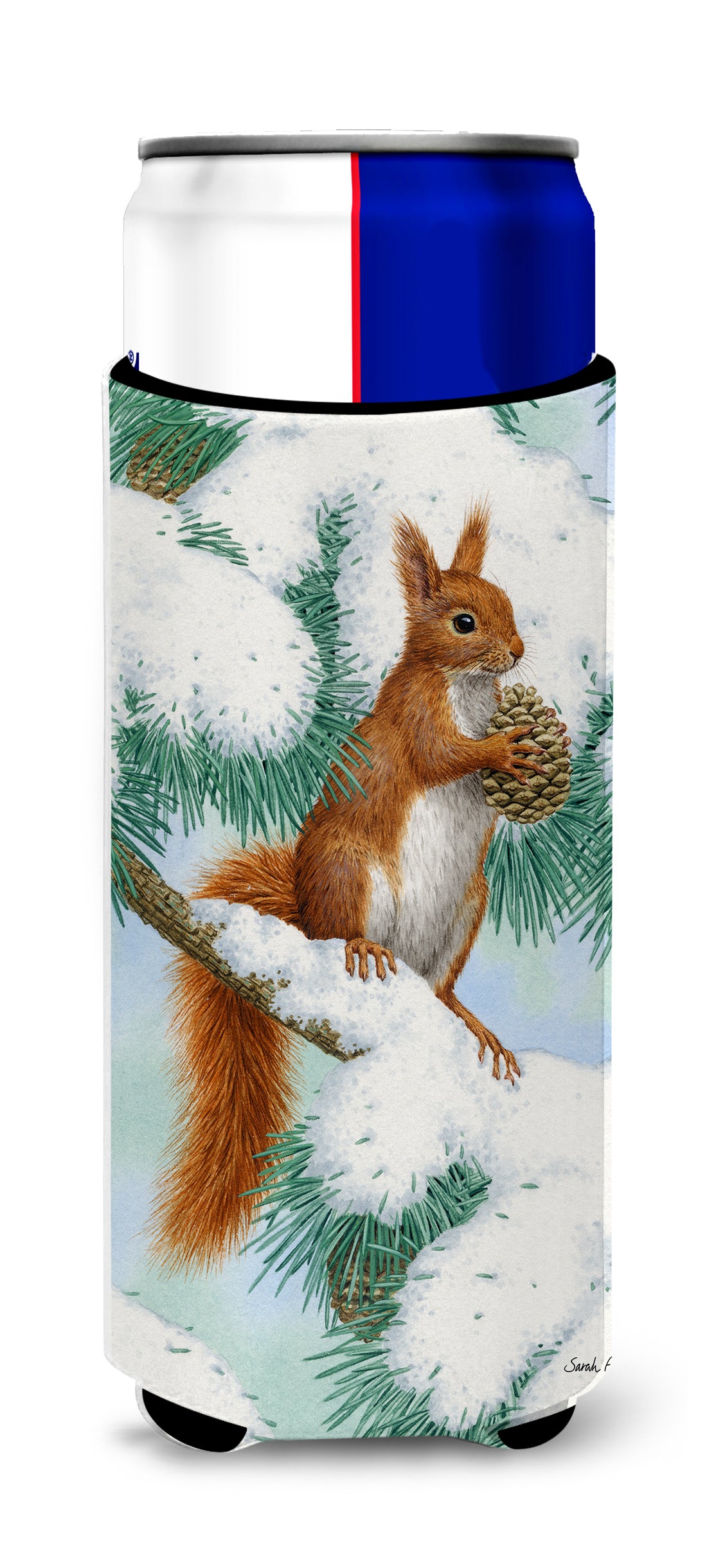 Red Squirrel with Pine Cone Ultra Beverage Insulators for slim cans ASA2033MUK  the-store.com.