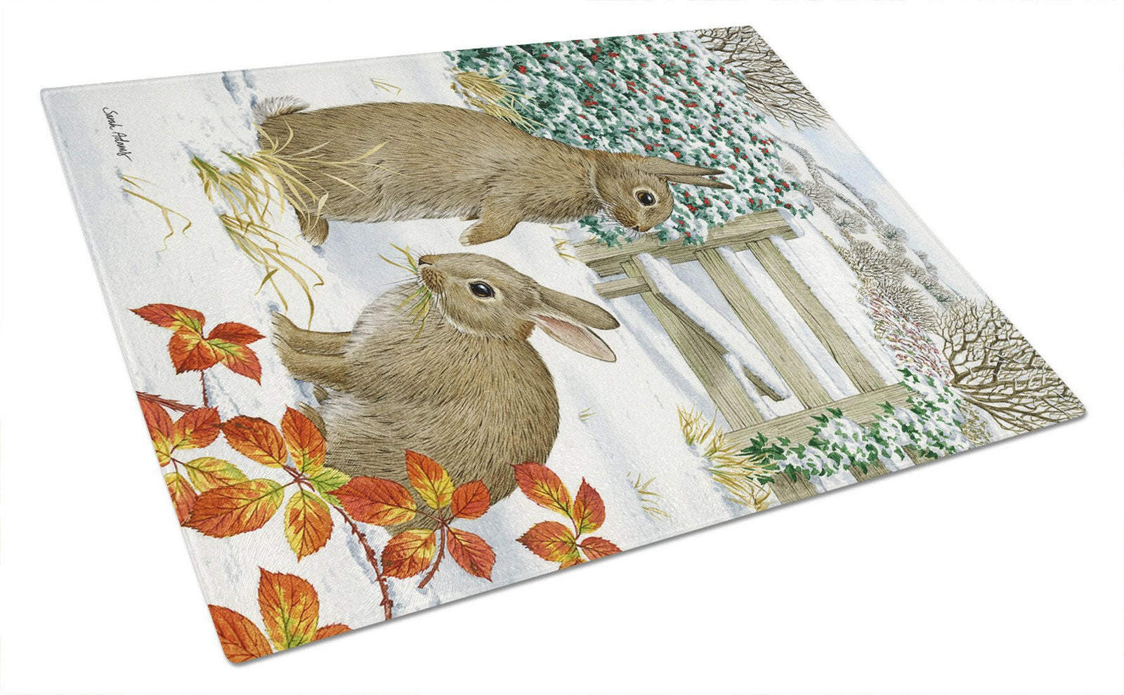 Rabbits Glass Cutting Board Large ASA2034LCB by Caroline's Treasures