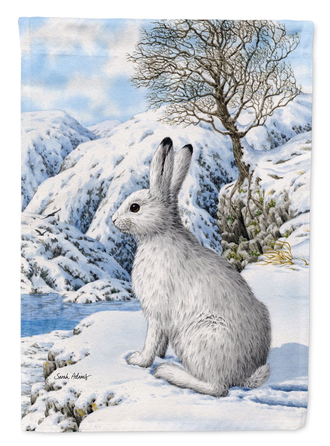 Mountain Hare White Rabbit Flag Canvas House Size ASA2037CHF  the-store.com.