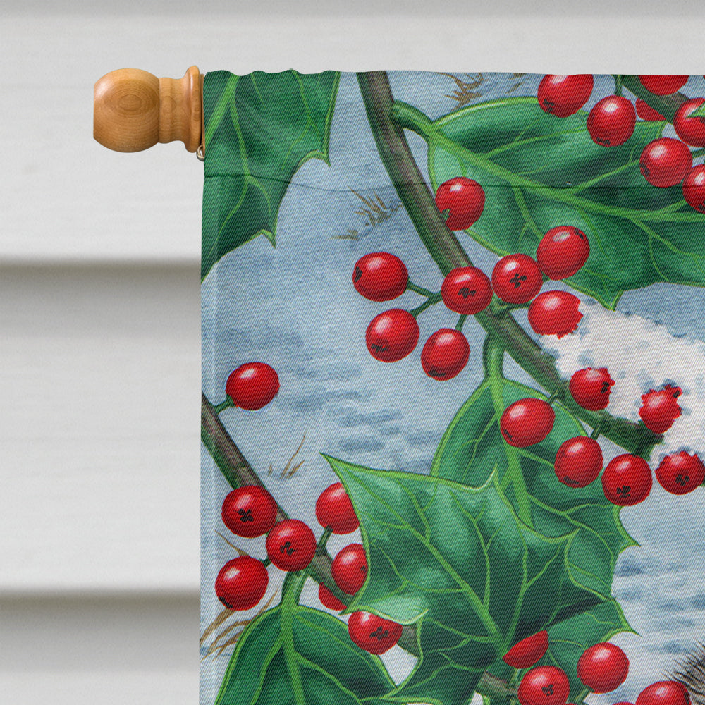 Badgers with Holly Berries Flag Canvas House Size ASA2039CHF  the-store.com.