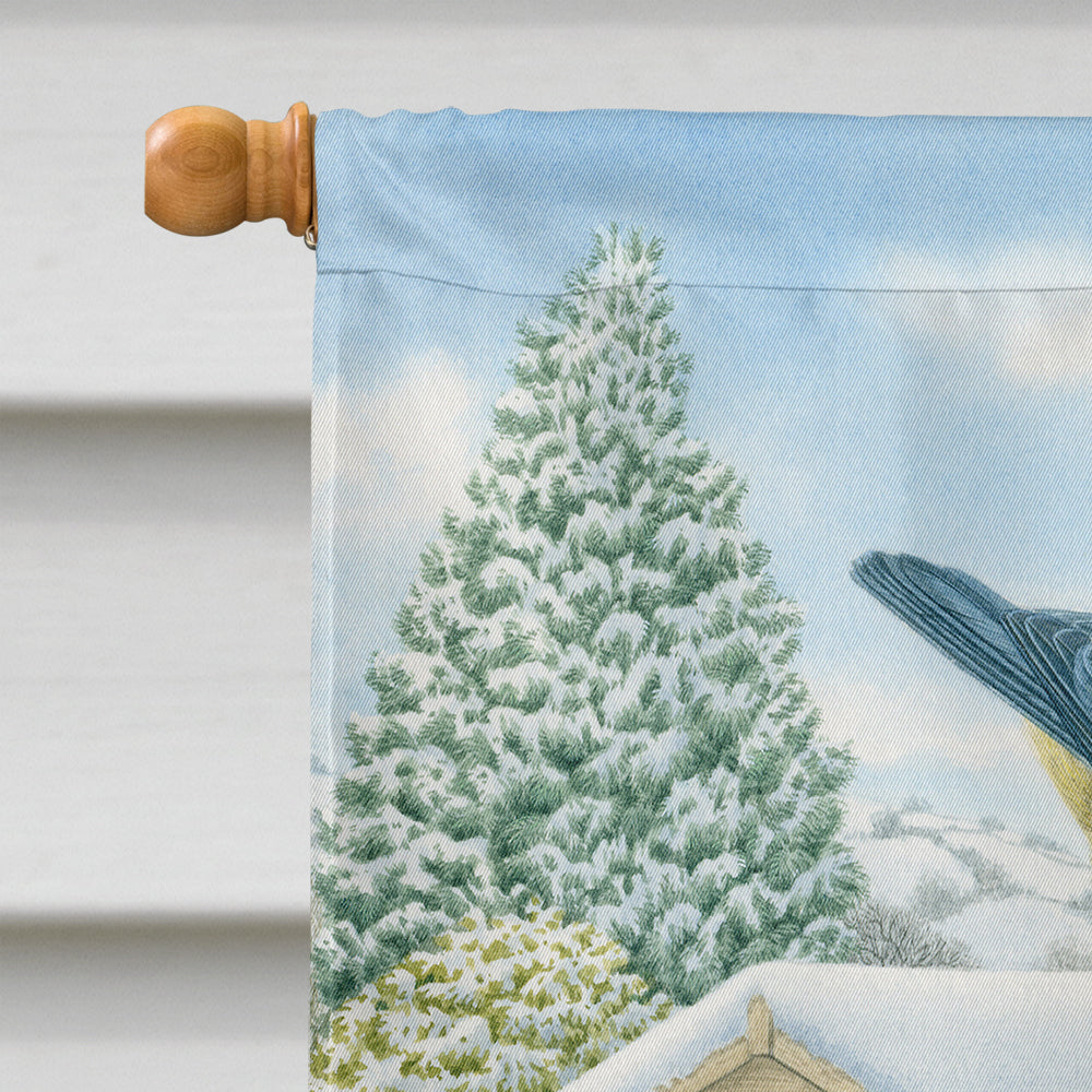 Eurasian Blue Tits Birds in Flower Pot Flag Canvas House Size ASA2053CHF  the-store.com.