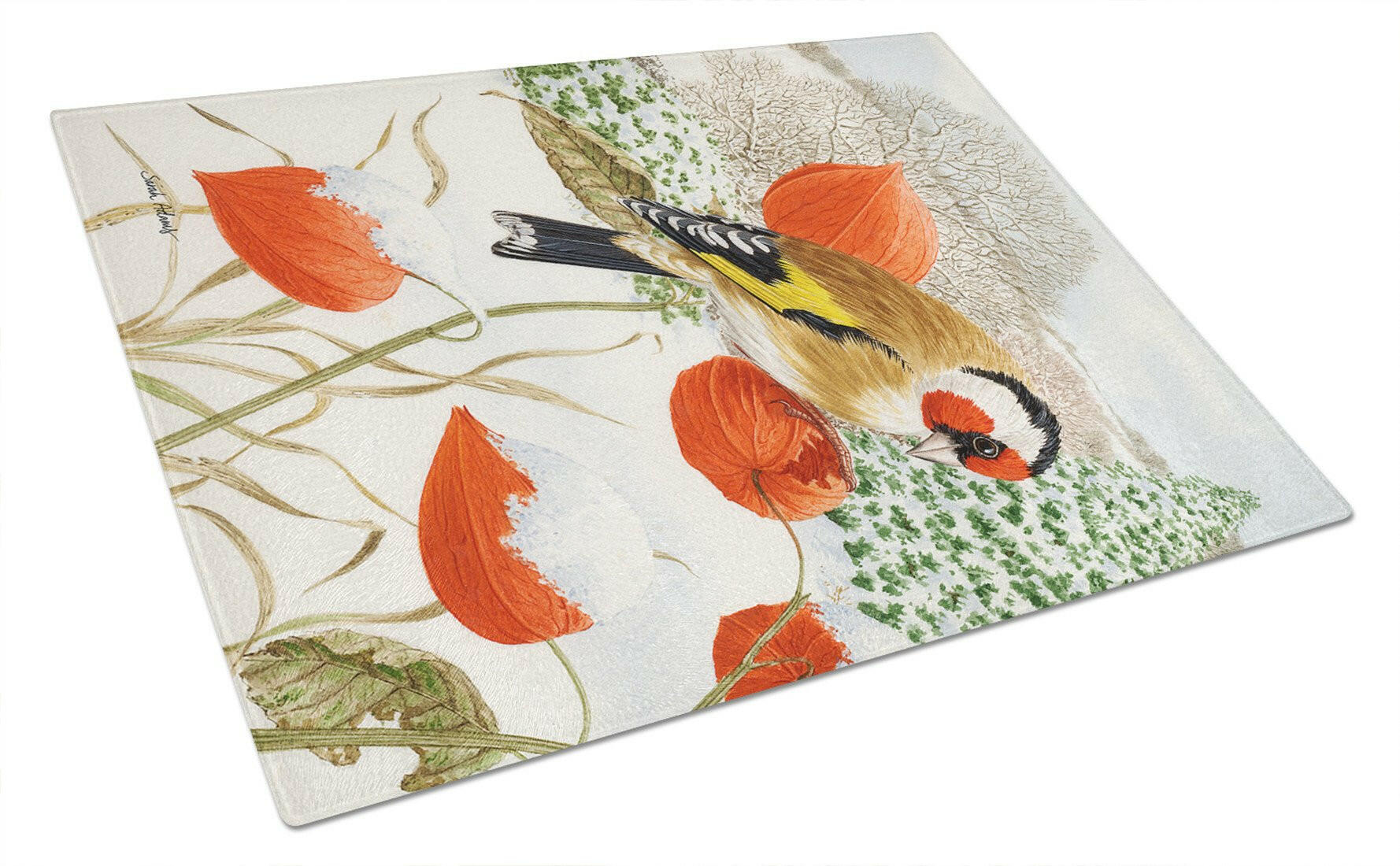 European Goldfinch Glass Cutting Board Large ASA2055LCB by Caroline's Treasures