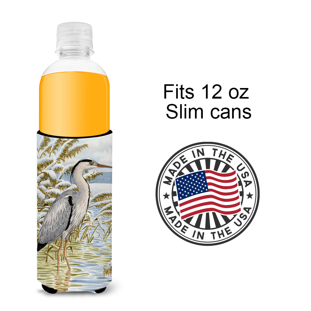 Blue Heron in the water Ultra Beverage Insulators for slim cans ASA2058MUK  the-store.com.